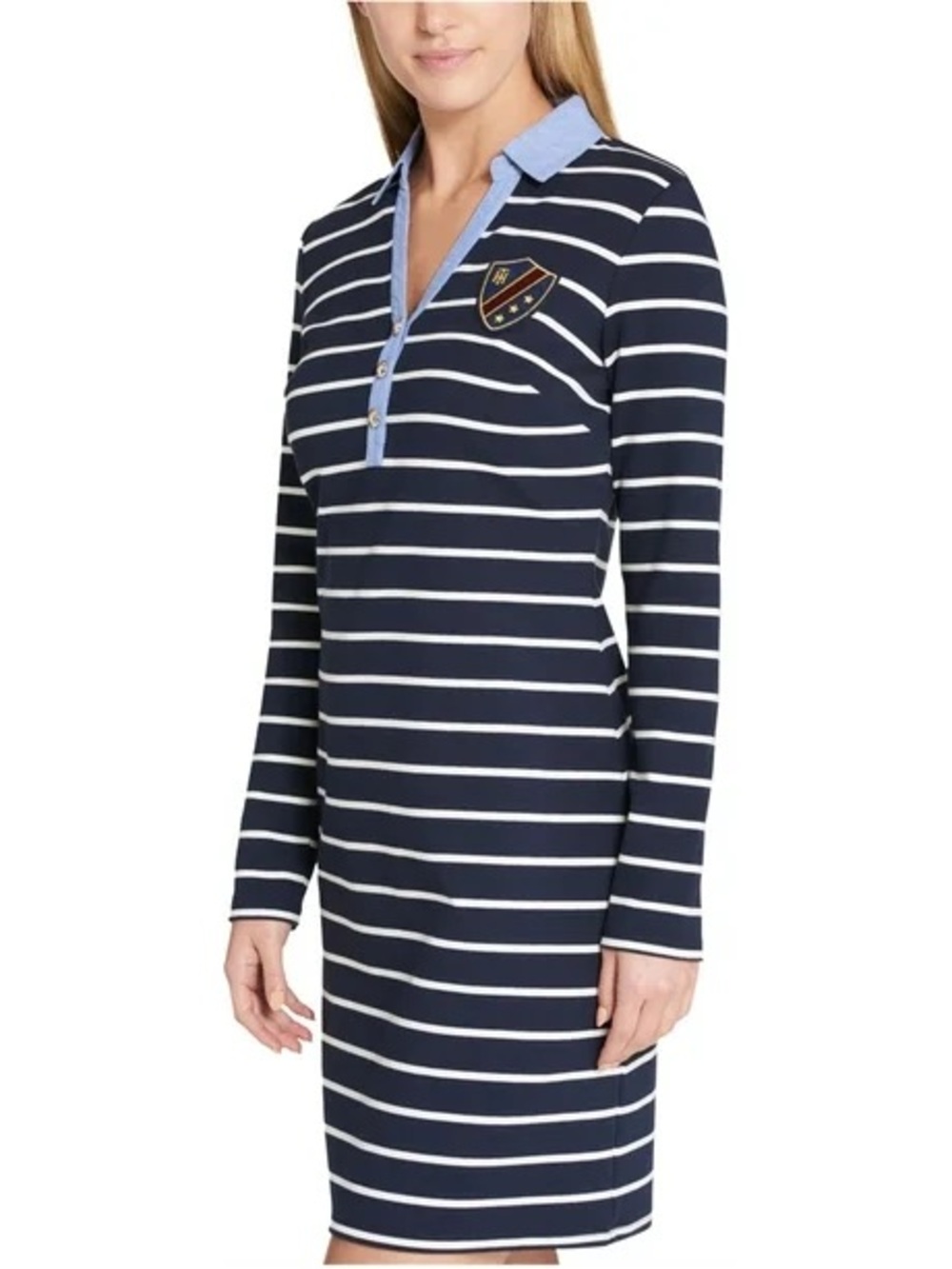 Tommy Hilfiger Navy/White Striped Polo Dress W/logo symbol striped trend fall'26